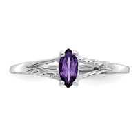 14K White Gold 6x3 Marquise Amethyst Birthstone Ring view 5