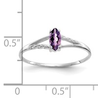 14K White Gold 6x3 Marquise Amethyst Birthstone Ring view 3