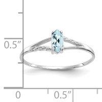 14K White Gold 6x 3 Marquise Aquamarine Birthstone Ring view 3