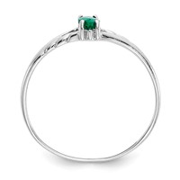 14K White Gold 6x 3 Marquise Emerald Birthstone Ring view 2