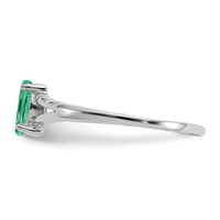 14K White Gold 6x 3 Marquise Emerald Birthstone Ring view 4