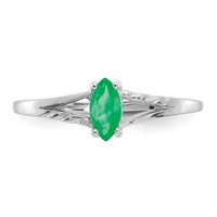 14K White Gold 6x 3 Marquise Emerald Birthstone Ring view 5