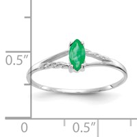 14K White Gold 6x 3 Marquise Emerald Birthstone Ring view 3