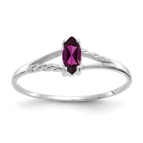 14K White Gold 6x 3 Marquise Rhodolite Garnet Birthstone Ring