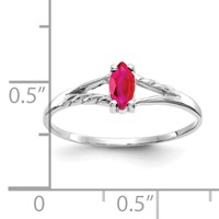 14K White Gold 6x 3 Marquise Ruby Birthstone Ring view 3