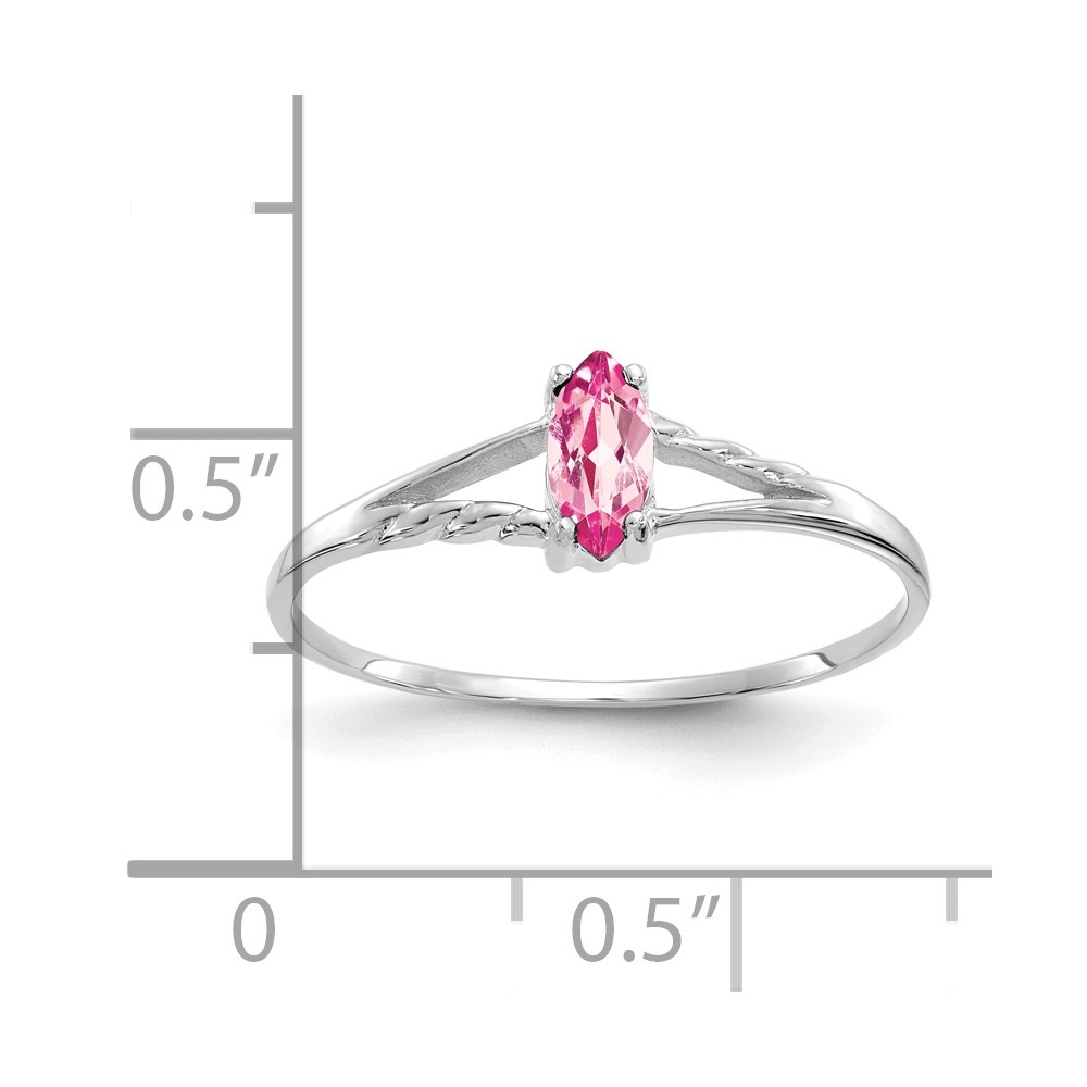 14k White Gold Pink Tourmaline Birthstone Ring (XBR199)
