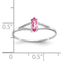 14K White Gold 6x 3 Marquise Pink Tourmaline Birthstone Ring view 3