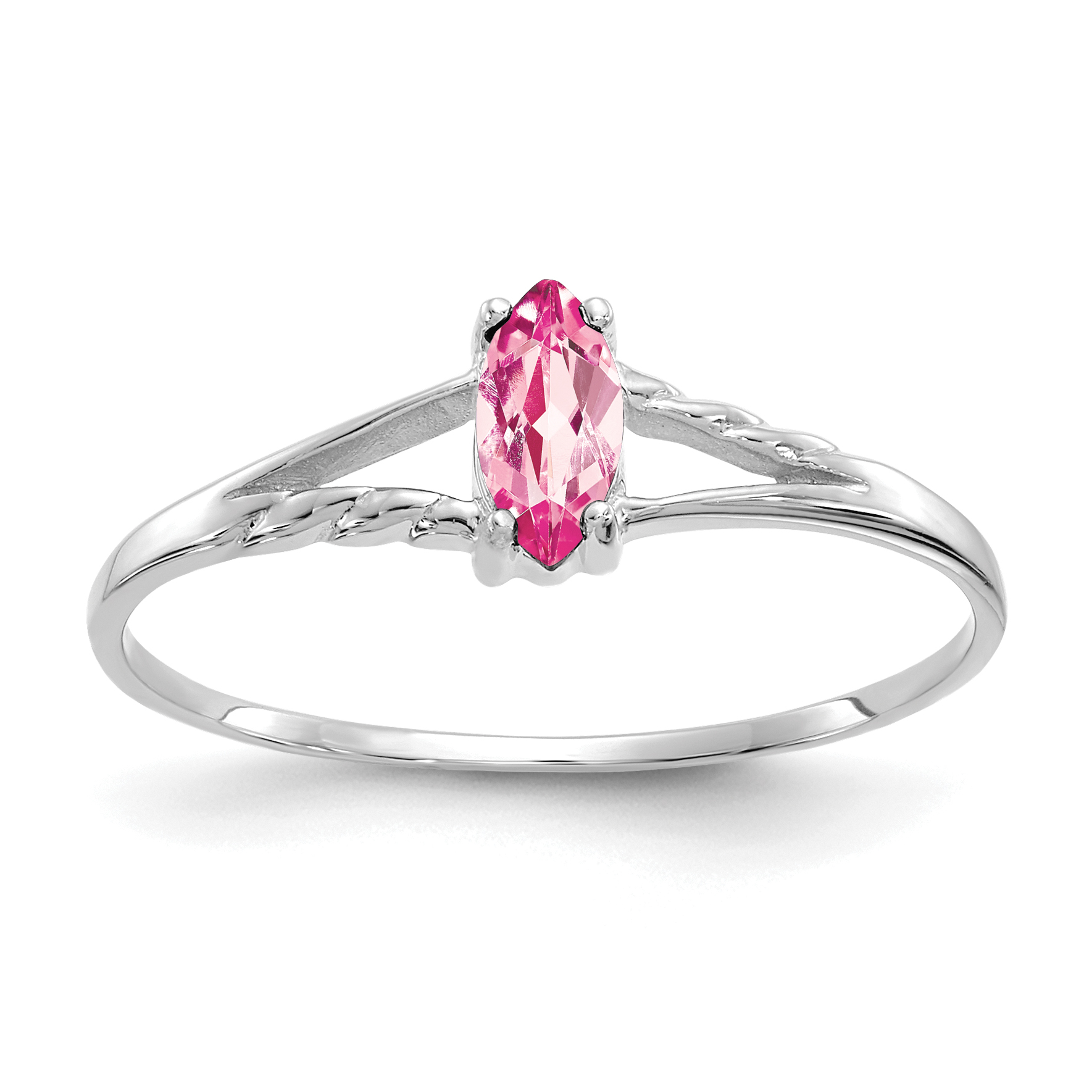 14k White Gold Pink Tourmaline Birthstone Ring (XBR199)