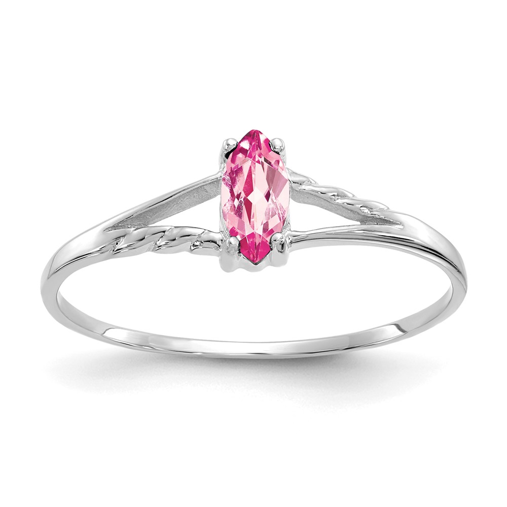 14K White Gold 6x 3 Marquise Pink Tourmaline Birthstone Ring