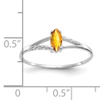 14K White Gold 6x3 Marquise Citrine Birthstone Ring view 3