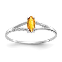 14K White Gold 6x3 Marquise Citrine Birthstone Ring view 1
