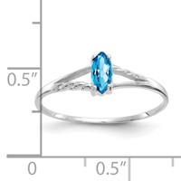 14K White Gold 6x 3 Marquise Blue Topaz Birthstone Ring view 3