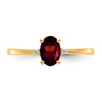 14K Diamond and 6x4 Oval Garnet Birthstone Ring view 5