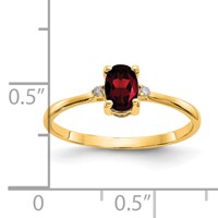 14K Diamond and 6x4 Oval Garnet Birthstone Ring view 3