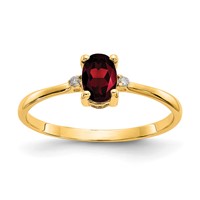 14K Diamond and 6x4 Oval Garnet Birthstone Ring view 1