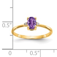 14K Diamond and 6x4 Oval Amethyst Birthstone Ring view 3