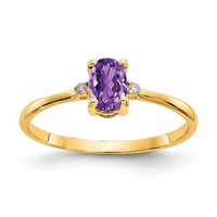 14K Diamond and 6x4 Oval Amethyst Birthstone Ring view 1