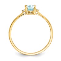 14K Yellow Gold Diamond and 6x 4 Oval Aquamarine Birthstone Ring view 2