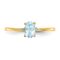 14K Yellow Gold Diamond and 6x 4 Oval Aquamarine Birthstone Ring view 5