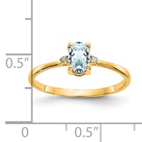 14K Yellow Gold Diamond and 6x 4 Oval Aquamarine Birthstone Ring view 3