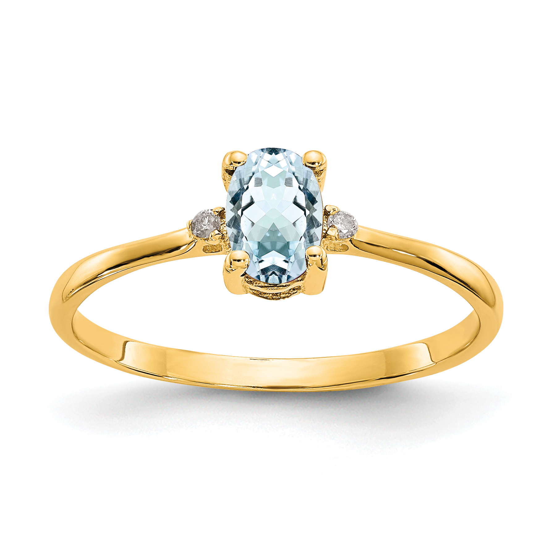 14k Diamond & Aquamarine Birthstone Ring (XBR204)