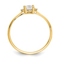 14K Yellow Gold Diamond and 6x 4 Oval White Topaz Birthstone Ring view 2