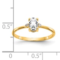 14K Yellow Gold Diamond and 6x 4 Oval White Topaz Birthstone Ring view 3