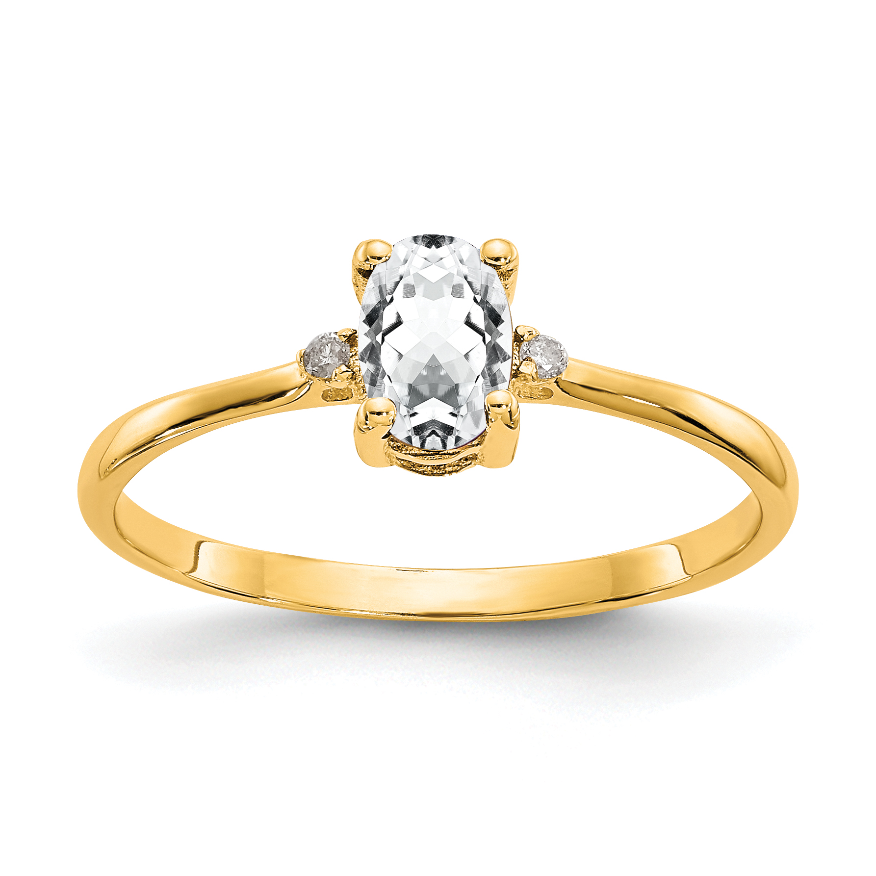 14k Diamond & White Topaz Birthstone Ring (XBR205)