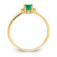 14K Yellow Gold Diamond and 6x 4 Oval Emerald Birthstone Ring view 2