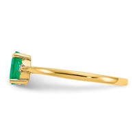 14K Yellow Gold Diamond and 6x 4 Oval Emerald Birthstone Ring view 4