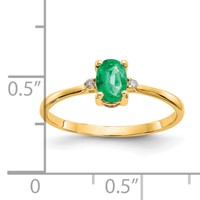 14K Yellow Gold Diamond and 6x 4 Oval Emerald Birthstone Ring view 3