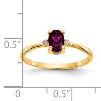 14K Yellow Gold Diamond and 6x 4 Oval Rhodolite Garnet Birthstone Ring view 3