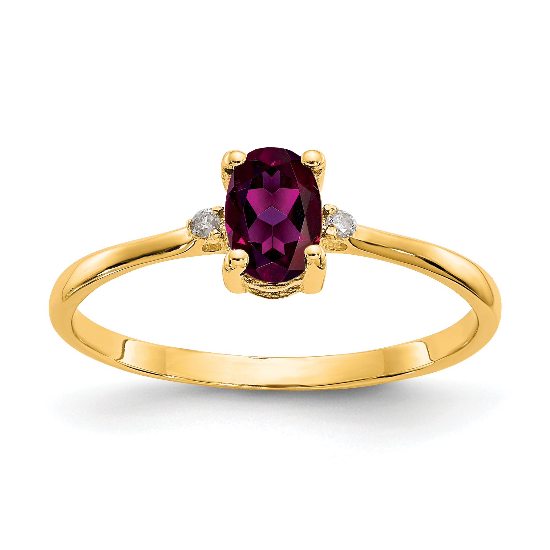 14k Diamond & Rhodolite Garnet Birthstone Ring (XBR207)