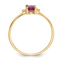 14K Yellow Gold Diamond and 6x4 Oval Ruby Birthstone Ring view 2