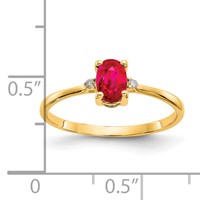 14K Yellow Gold Diamond and 6x4 Oval Ruby Birthstone Ring view 3