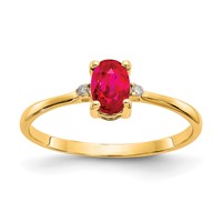 14K Yellow Gold Diamond and 6x4 Oval Ruby Birthstone Ring view 1