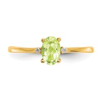 14K Yellow Gold Diamond and 6x 4 Oval Peridot Birthstone Ring view 5