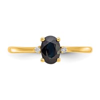 14K Yellow Gold Diamond and 6x 4 Oval Sapphire Birthstone Ring view 5