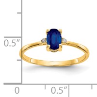 14K Yellow Gold Diamond and 6x 4 Oval Sapphire Birthstone Ring view 3