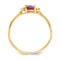 14K Yellow Gold Diamond and 6x 4 Oval Pink Tourmaline Birthstone Ring view 2