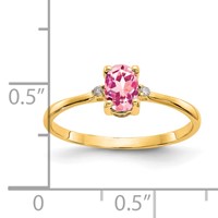 14K Yellow Gold Diamond and 6x 4 Oval Pink Tourmaline Birthstone Ring view 3