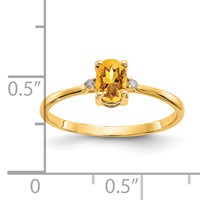 14K Yellow Gold Diamond and 6x 4 Oval Citrine Birthstone Ring view 3