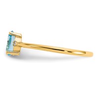 14K Yellow Gold Diamond and 6x 4 Oval Blue Topaz Birthstone Ring view 4