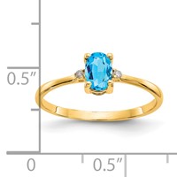 14K Yellow Gold Diamond and 6x 4 Oval Blue Topaz Birthstone Ring view 3