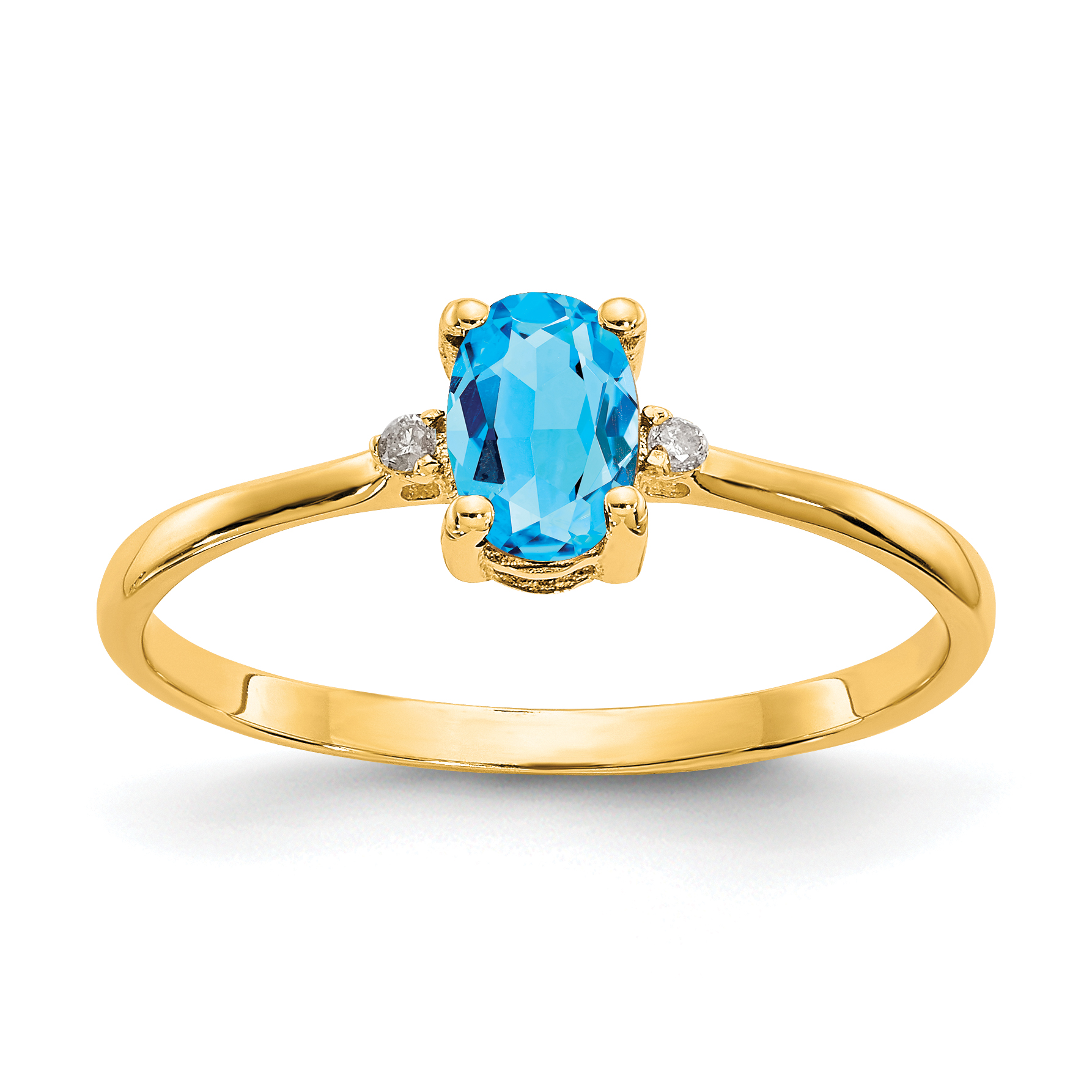 14k Diamond & Blue Topaz Birthstone Ring (XBR213)