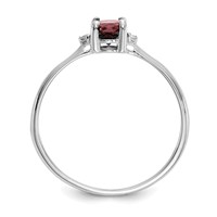 14K White Gold Diamond and 6x 4 Oval Garnet Birthstone Ring view 2