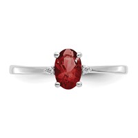 14K White Gold Diamond and 6x 4 Oval Garnet Birthstone Ring view 5