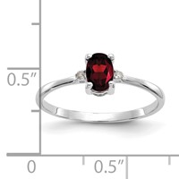 14K White Gold Diamond and 6x 4 Oval Garnet Birthstone Ring view 3