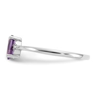 14K White Gold Diamond and 6x 4 Oval Amethyst Birthstone Ring view 4