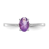 14K White Gold Diamond and 6x 4 Oval Amethyst Birthstone Ring view 5